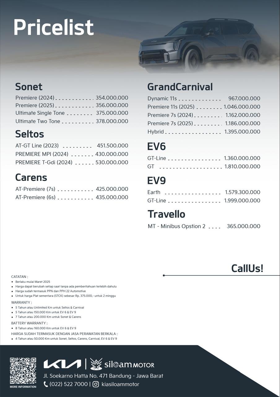 Harga Kia Bandung Terbaru